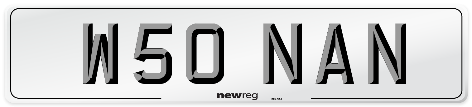 W50 NAN Number Plate from New Reg